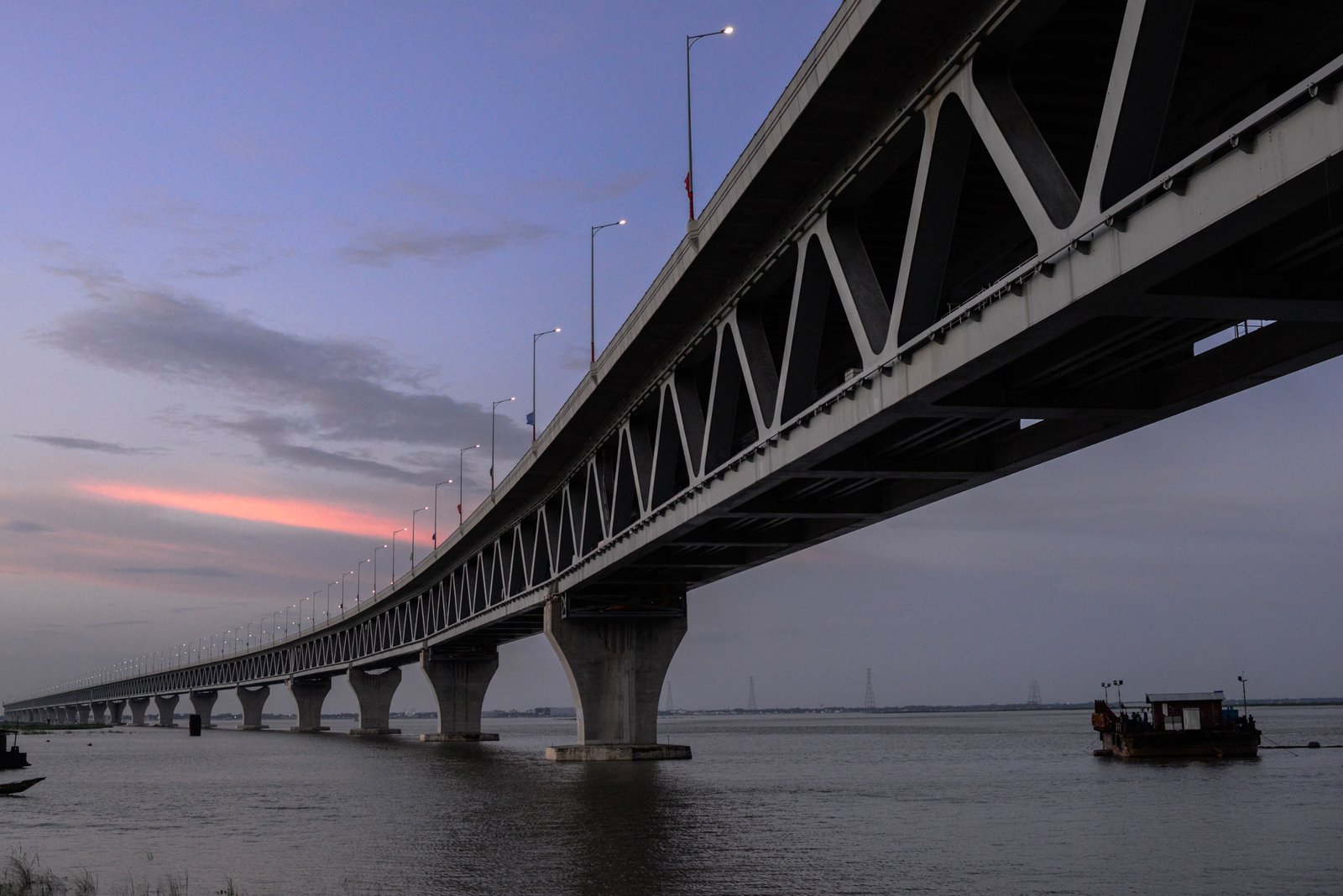 Bridge structure at dusk
